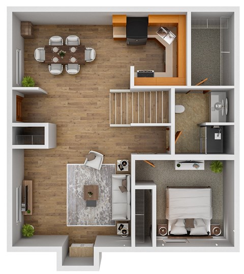 Floor plan for 2 beds, 2 baths, 1064 sqft